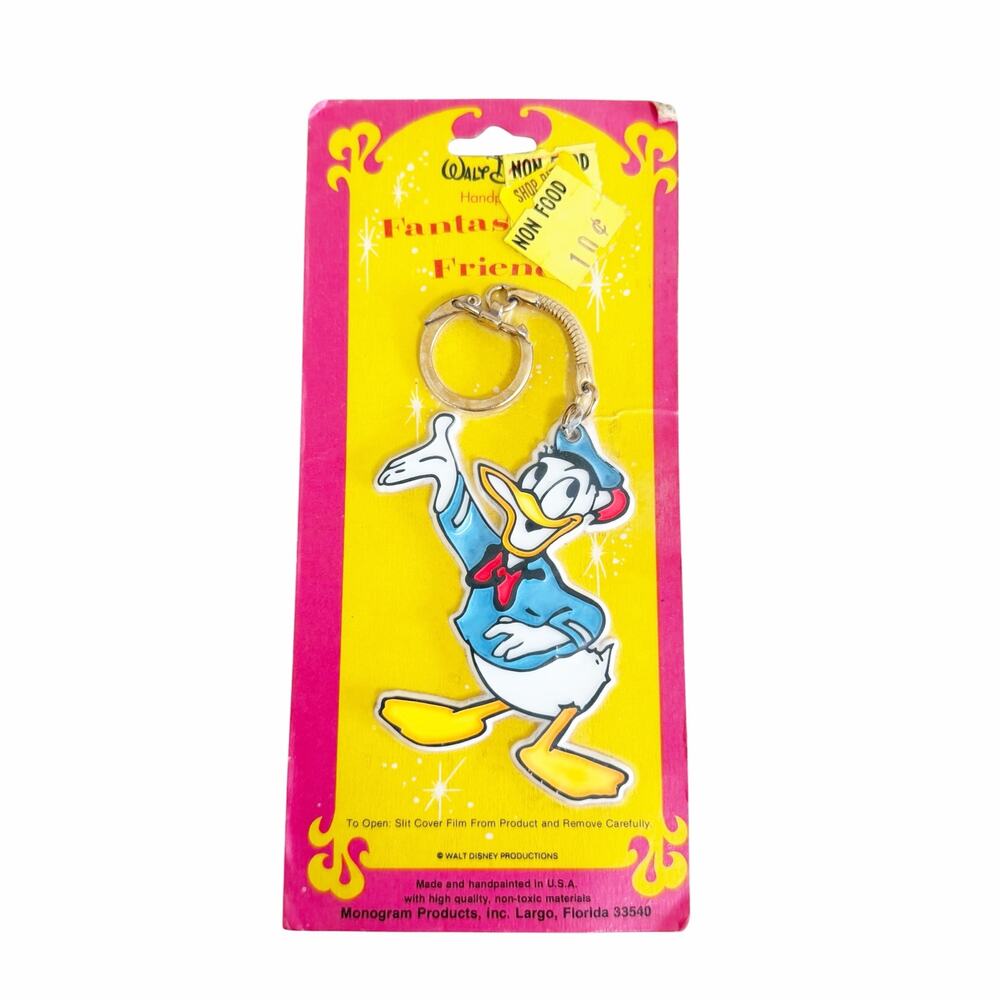 Vintage Disney Donald Duck Keychain Fantasyland Friends Monogram